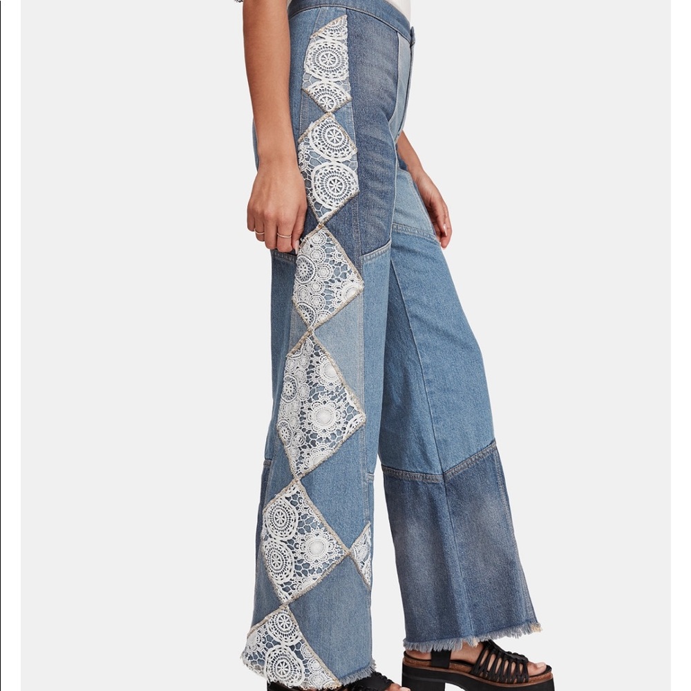 Free People in my element flare jeans patchwork - Picture 8 of 8